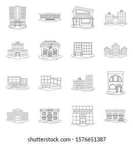 Supermarket building vector line icon. Set illustration of store and city supermarket.Vector set of icon for building.