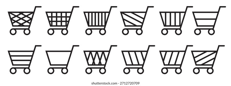 ícone do carrinho de supermercado definir ilustração de vetor