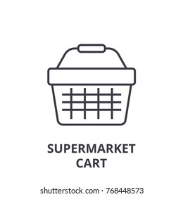 supermarket cart line icon, outline sign, linear symbol, vector, flat illustration