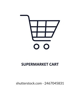 supermarket cart outline icon.  Thin line icon from commerce collection. Editable vector isolated on white background