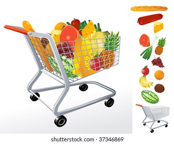 Supermarket cart. Vector.