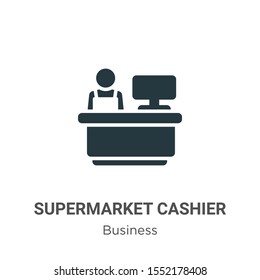 Supermarket cashier vector icon on white background. Flat vector supermarket cashier icon symbol sign from modern business collection for mobile concept and web apps design.