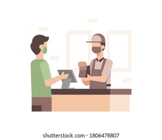 Supermarket Cashier Vector Illustration Concept