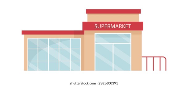 Supermarket City Building Vector Illustration