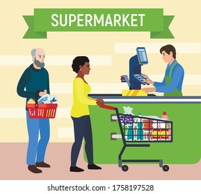 Supermarket concept background. Flat illustration of supermarket vector concept background for web design
