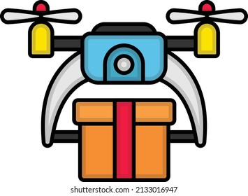 Supermarket Controlled Product Flying Cargo Concept, Drone Logistics Vector Color Icon Design, Retail Food Delivery Service Symbol, Touch Less Meal Courier Sign, Grocery Pickup Stock Illustration