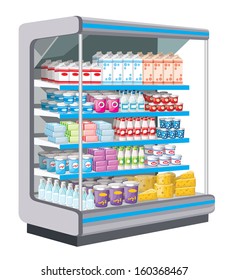 Supermarket. Dairy products. vector 