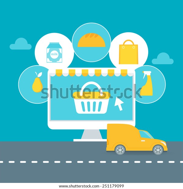 Supermarket Delivery Service or Online\
Supermarket\
Illustration