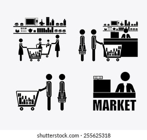 supermarket, desing over, white background, vector ilustration.