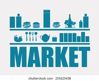 supermarket, desing over, white background, vector ilustration.