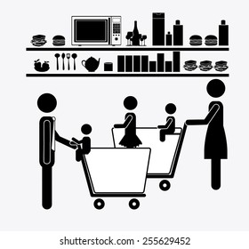 supermarket, desing over, white background, vector ilustration.