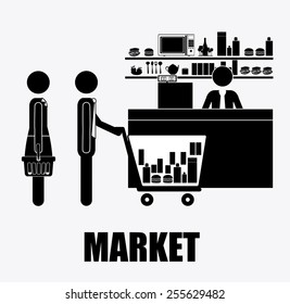 supermarket, desing over, white background, vector ilustration.