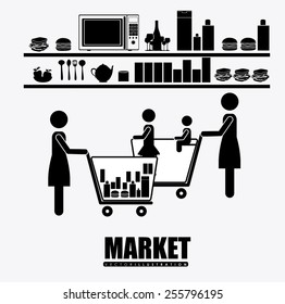 supermarket, desing over, white background, vector ilustration.