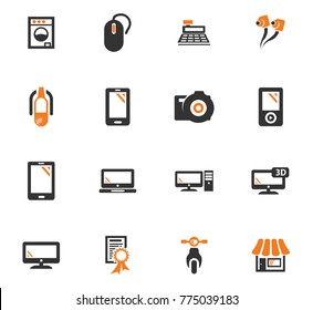 Supermarket electronic orange vector icons for user interface design