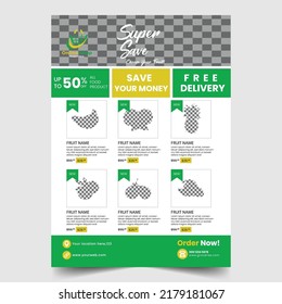 Supermarket Flyer, Grocery Ads Flyer Promotion, A4 Size Print Ready File Eps 10