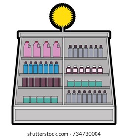 supermarket fridge with products