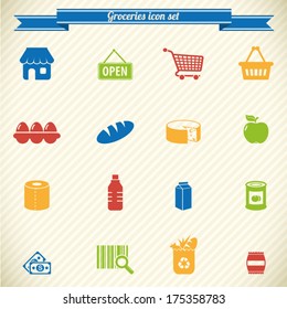 Supermarket, Groceries icons 