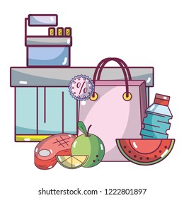supermarket grocery products cartoon