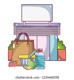 supermarket grocery products cartoon