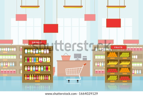 Supermarket Grocery Shelf Store Retail Shop Stock Vector (Royalty Free ...