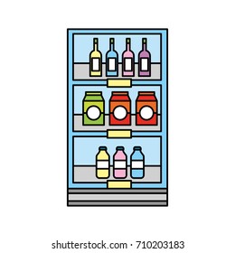 supermarket grocery and store drinks bottles and boxes
