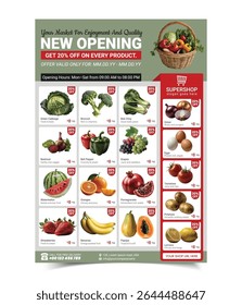 Supermarket Grocery Store Flyer Template New Opening Discount Promotional Design