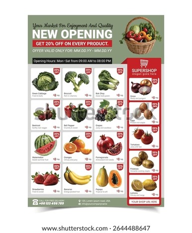 Supermarket Grocery Store Flyer Template New Opening Discount Promotional Design