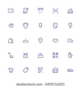 Supermarket Icon Collection. Pixel Perfect Shopping Duoline Style 2D Icon