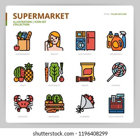 Supermarket icon set