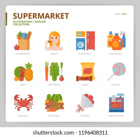 Supermarket icon set