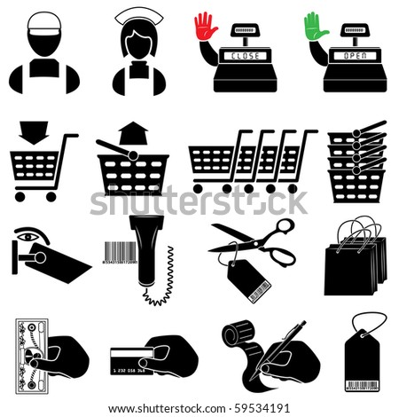 Supermarket icon set