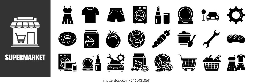 Supermarket icon set for design elements