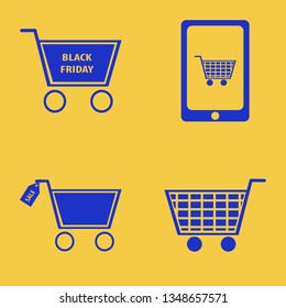 supermarket icon set with mobile shopping, sale shopping cart and shopping cart vector illustration