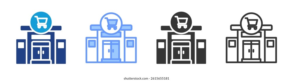 Supermarket icon set multiple style collection