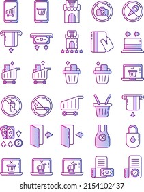 supermarket icon set on transparent background