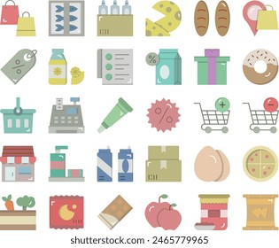 Supermarket icon set vector design illustration stock