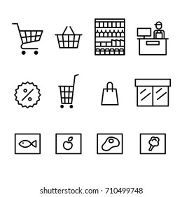 Supermarket Icon Set Vector Outline