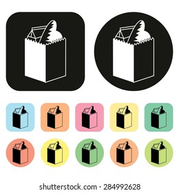 Supermarket icon. Shopping icon. Grocery icon. Bag icon. Vector