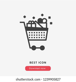 Supermarket icon vector. Shopping cart with gifts  symbol. Linear style sign for mobile concept and web design. Supermarket   symbol illustration. vector graphics - Vector