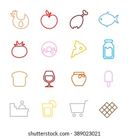 Supermarket icons line