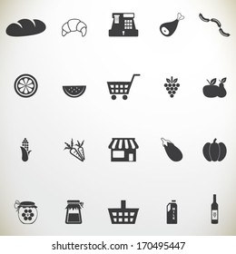 Supermarket icons set 