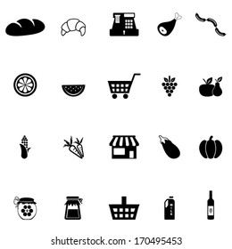 Supermarket icons set 