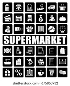 supermarket icons set