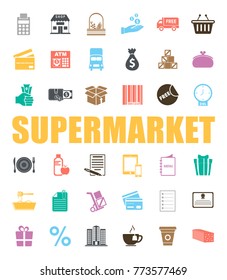 supermarket icons set