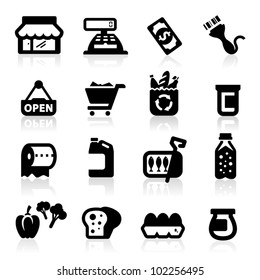 Supermarket icons set  Elegant series