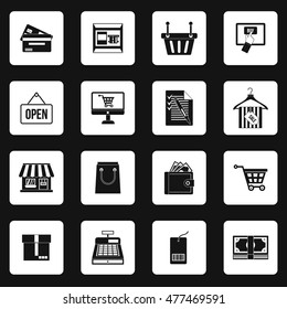Supermarket icons icons set in simple style. Shopping elements set collection vector illustration