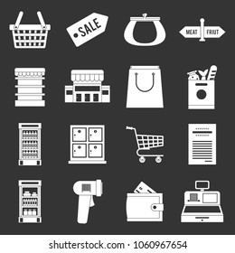 Supermarket icons icons set vector white isolated on grey background 