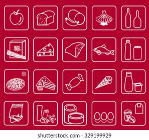 Supermarket icons. Signs for products. EPS 10