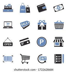 Supermarket Icons. Two Tone Flat Design. Vector Illustration.