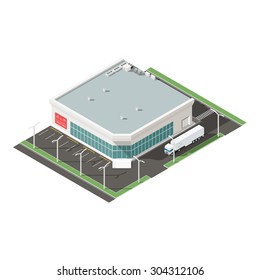 Supermarket isometric isons set vector graphic illustration